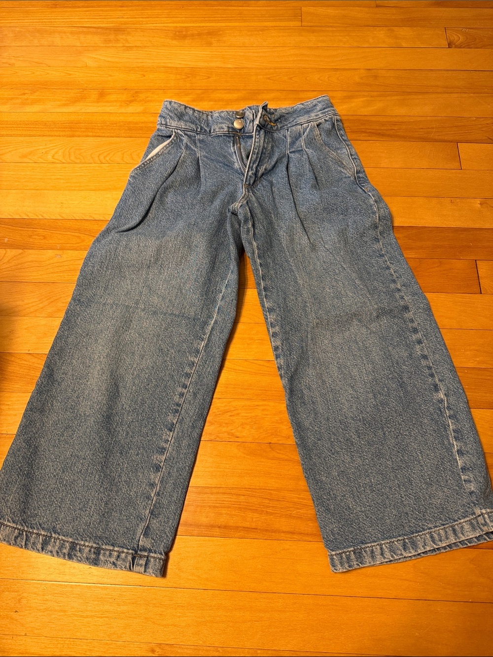 Classic High-Waist Wide-Leg girl Jeans - Light Blue